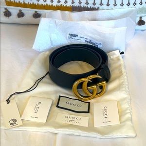 Gucci logo belt, black, 1.5” wide, 34” long